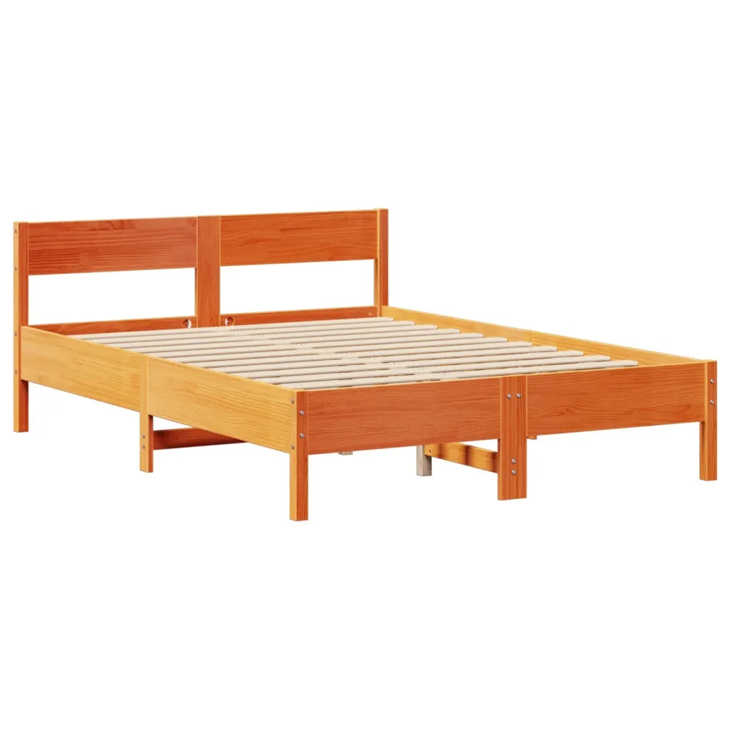 Letto senza Materasso Marrone Cera 135x190 cm in Legno di Pino