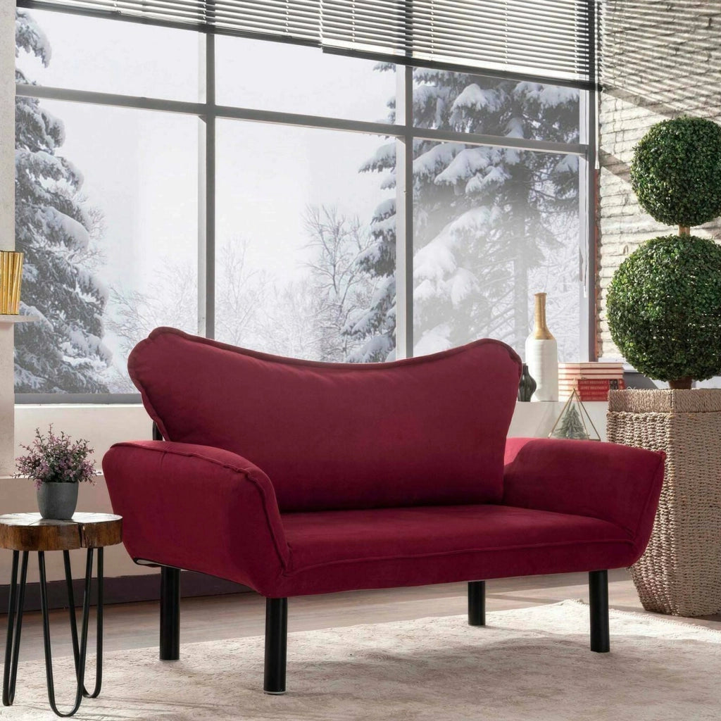 Hone, Divano Letto 2 Posti Contenitore, 140x65 cm Rosso