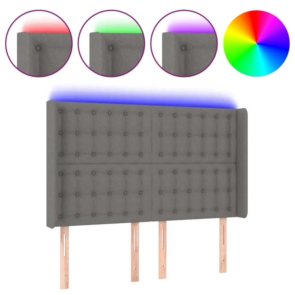 Testiera a LED GrigioScuro 147x16x118/128cm inTessuto 3124481