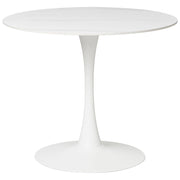 Tavolo da pranzo rotondo Piano in pietra sinterizzata effetto marmo bianco ø 90 cm Base in metallo 4 posti Cucina