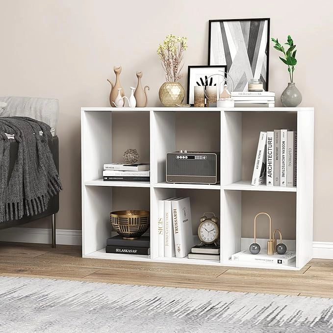 Scaffale Multiuso con Retro Aperto, Mobiletto Espositore Moderno a 2/3/4/6 Cubi con Kit Anti-Ribaltamento, Libreria Autoportante per Camera da Letto Soggiorno Studio (6 cubi)