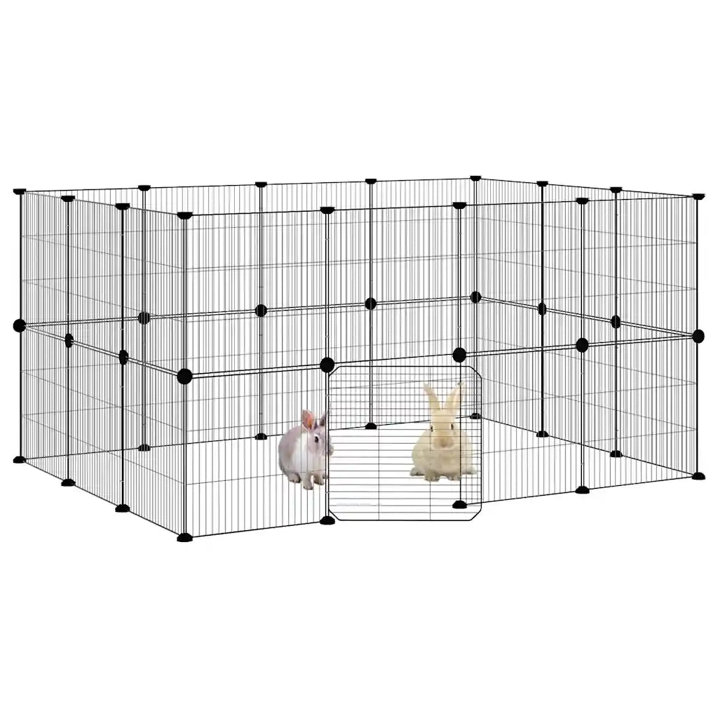 Gabbia per Animali 28 Pannelli con Porta Nero 35x35 cm Acciaio 3114044