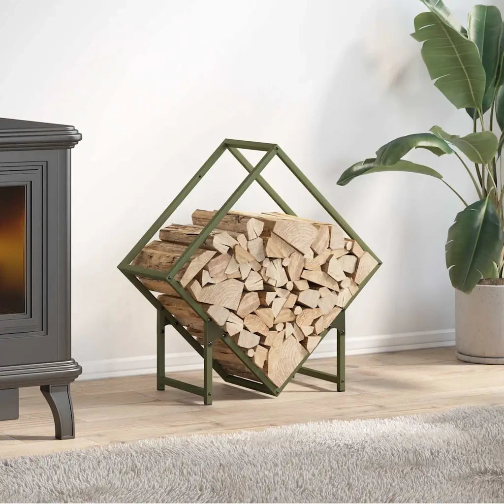 Rastrelliera per Legna da Ardere-Portalegna Verde Oliva 60x25x60 cm 823368