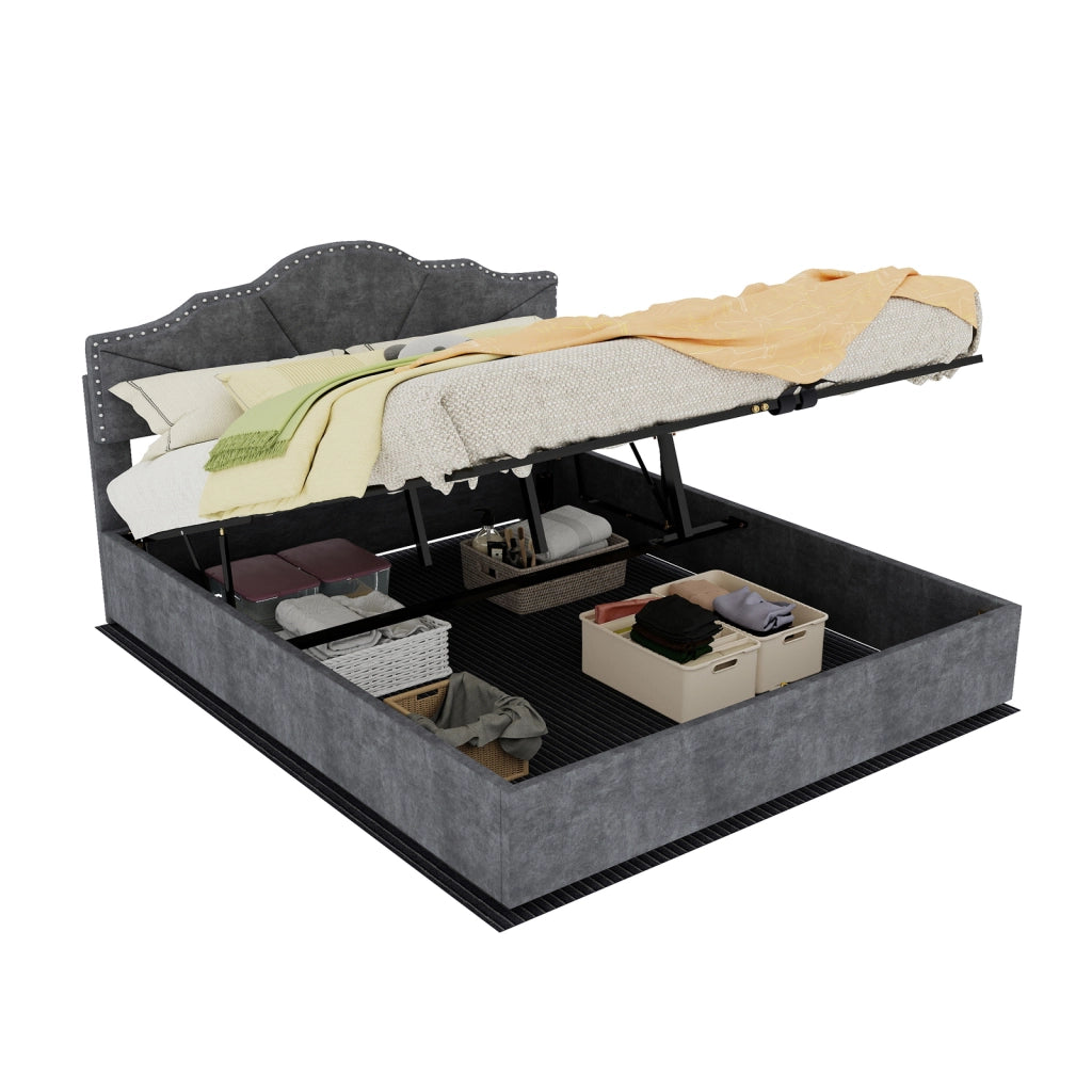 letto moderno in tessuto e metallo grigio 160 x 200 cm