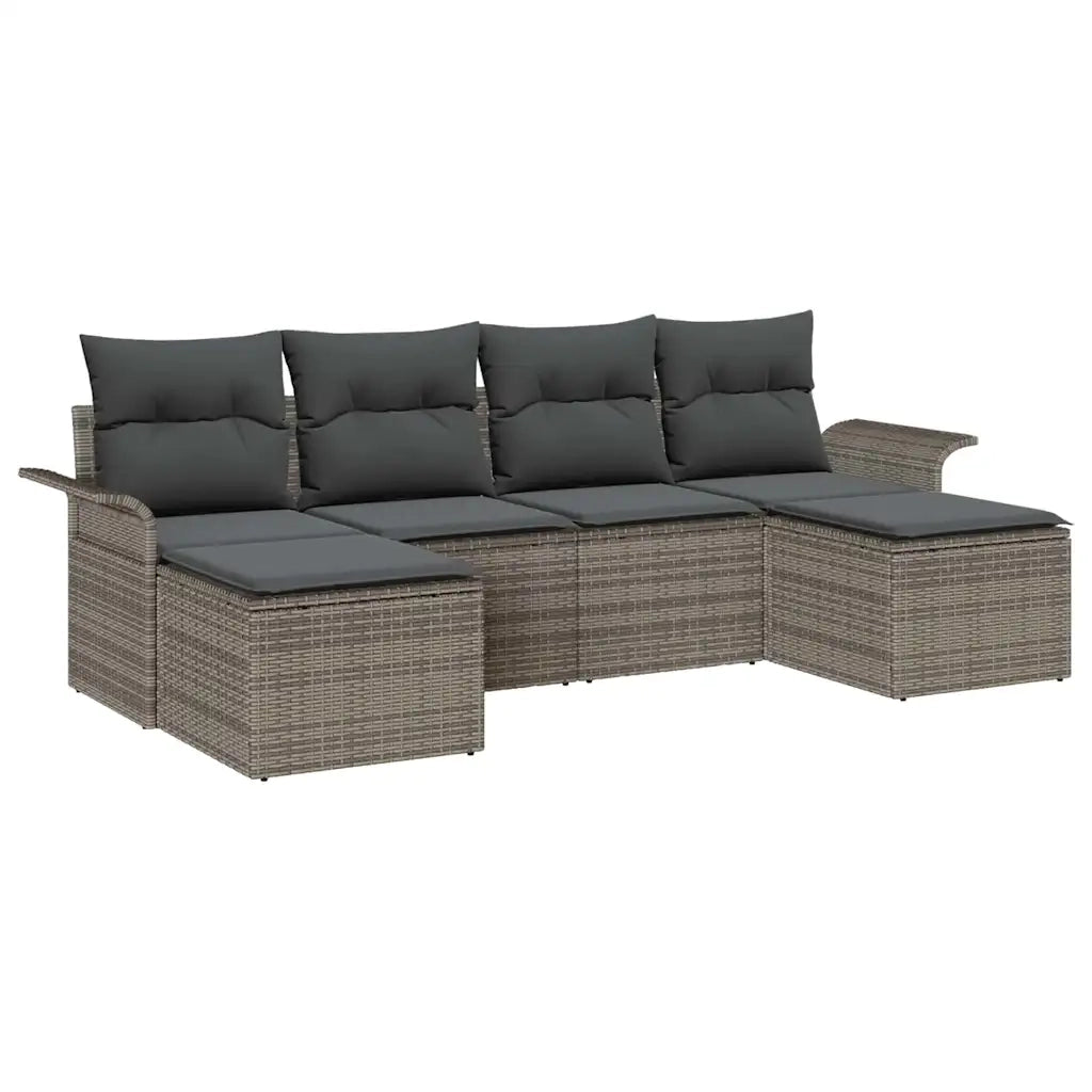 Set Divano da Giardino 6 pcs Grigio polyrattan 3354138