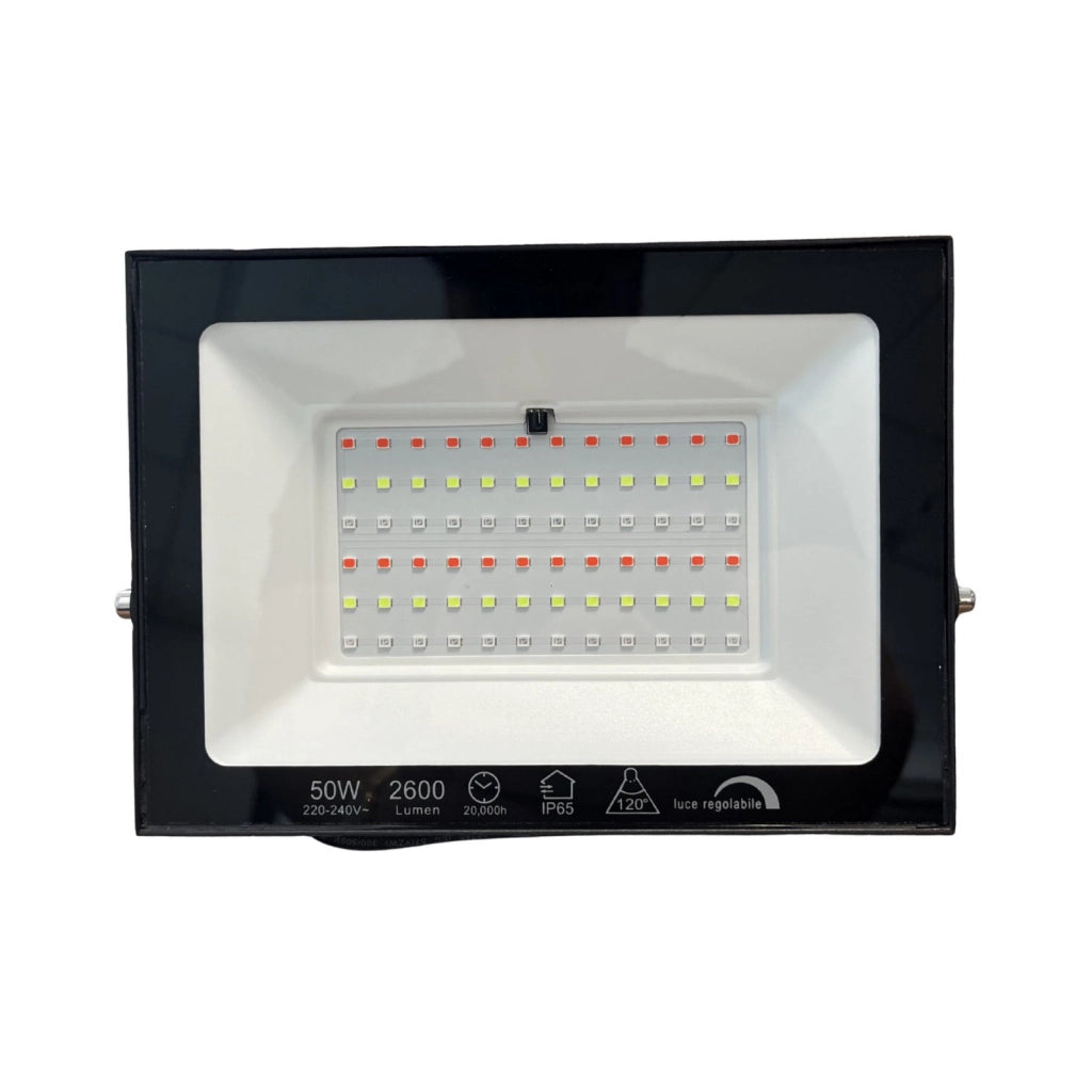 Faro Led Flood Slim RGB Con Telecomando 50W 2600 Lumen RGB AC 220V 50Hz Nero IP65