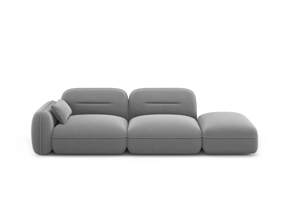 Cosmopolitan Design - Divano modulare destro "Sydney" 3 posti in velluto grigio chiaro 