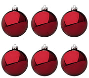 Palline di Natale in Vetro Rosso Scuro Lucido Decorazioni Addobbi Albero Diametro: 80 mm