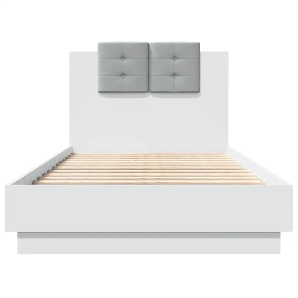 Giroletto con Testiera e LED-Struttura Letto con testiera Bianco 90x190 cm