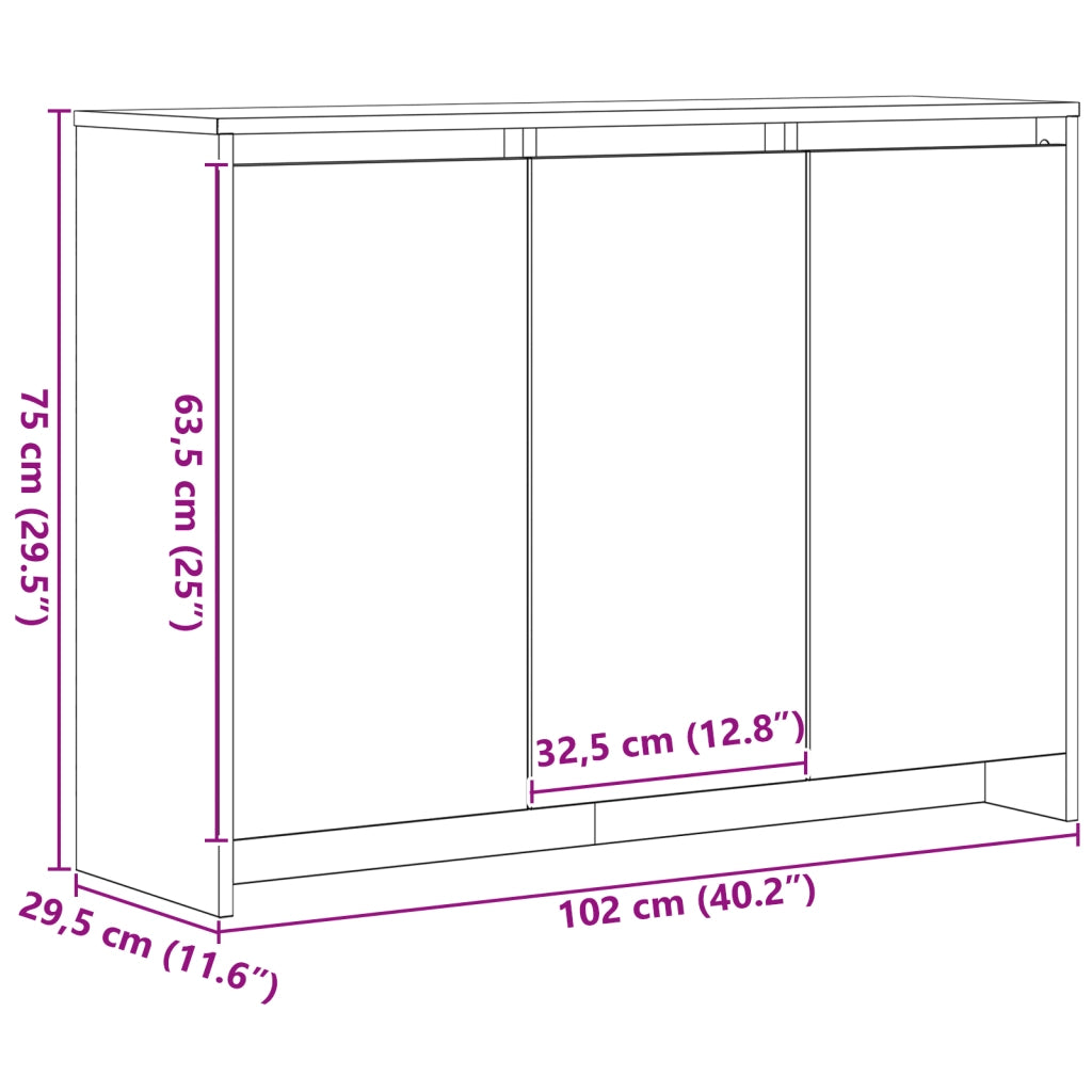 Credenza Nero 102 x 29.5 x 75 cm Legno multistrato 862084