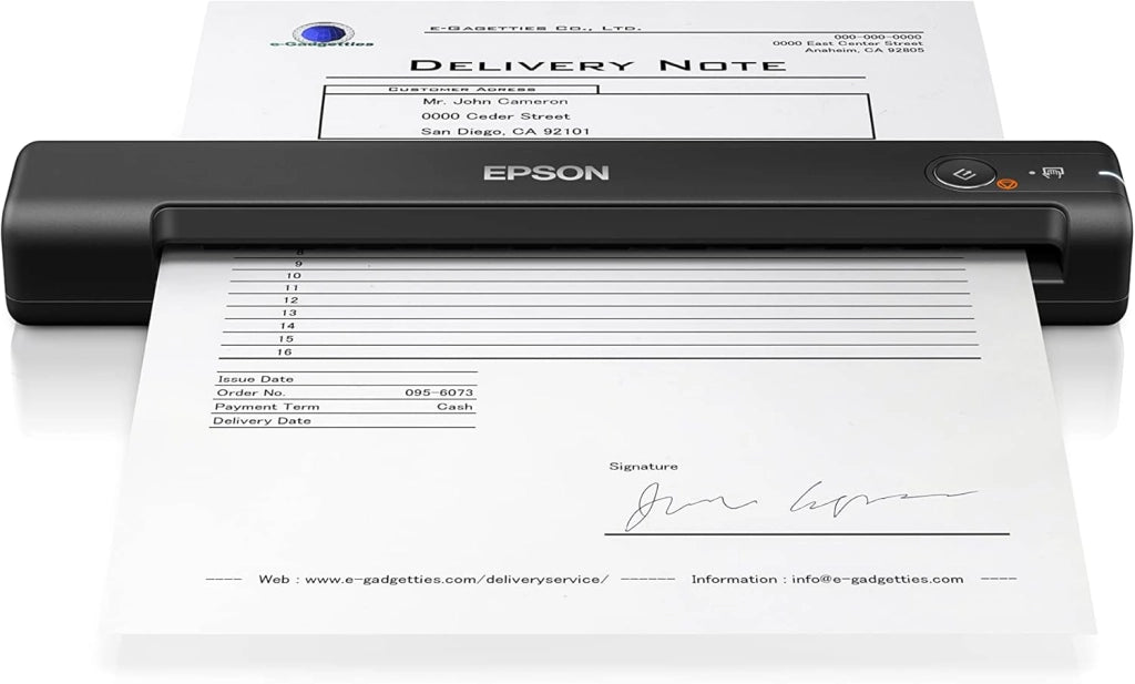 Epson WorkForce ES-60W Scanner Portatile Compatto, Wireless Wi-Fi Direct USB, pannello LCD, Scansione 600dpi, Alimentazione Automatica, Scansione 8,5 ppm, JPEG, PDF, TIFF Supportati, Software Incluso