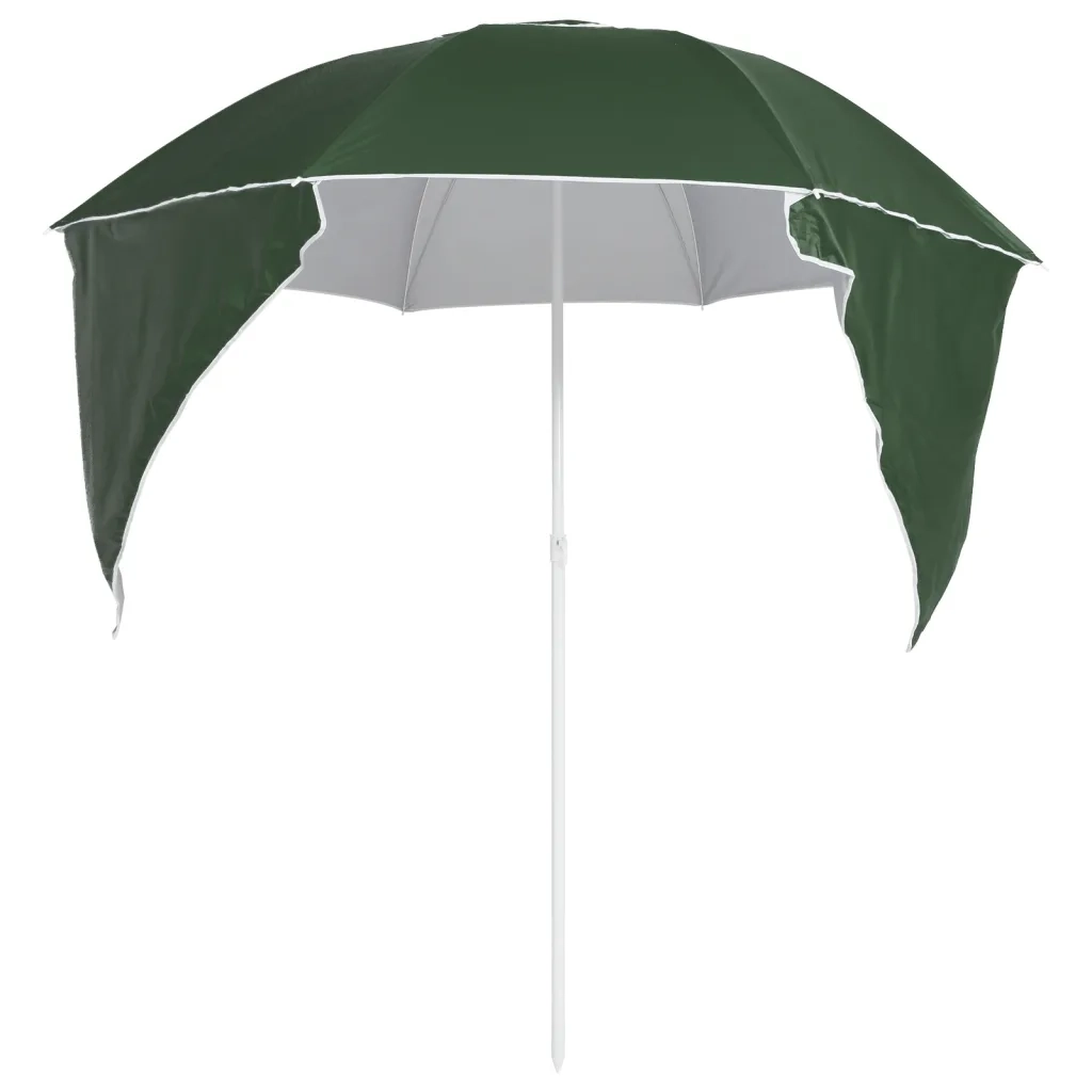 Ombrellone da Spiaggia con Teli Laterali Verde 215 cm 318838