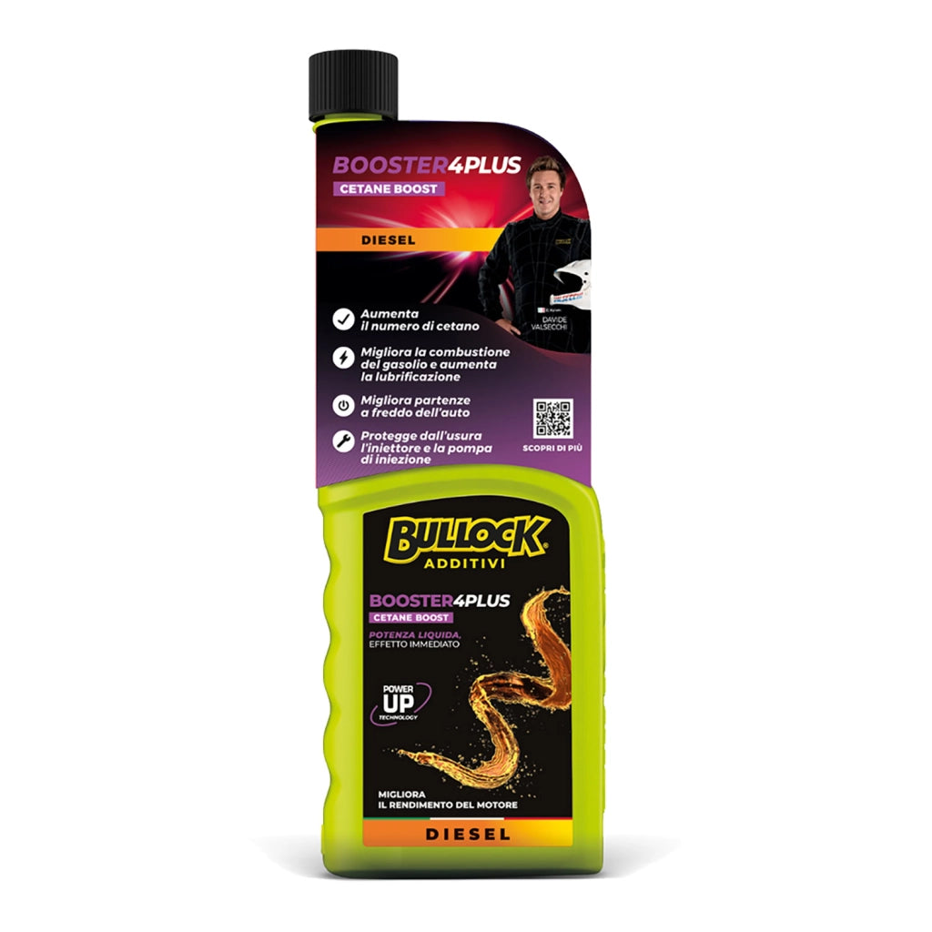 Booster 4Plus Additivo Power Up, +Cetano, per Motori DI IDI Common Rail Start&Stop, Diesel, 250ml, Bullock