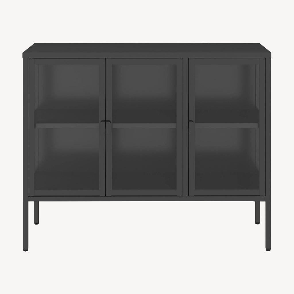 Armadietto con Vetrina Borshavisa Credenza con 3 Ante in Vetro 80x100x35 cm [en.casa]