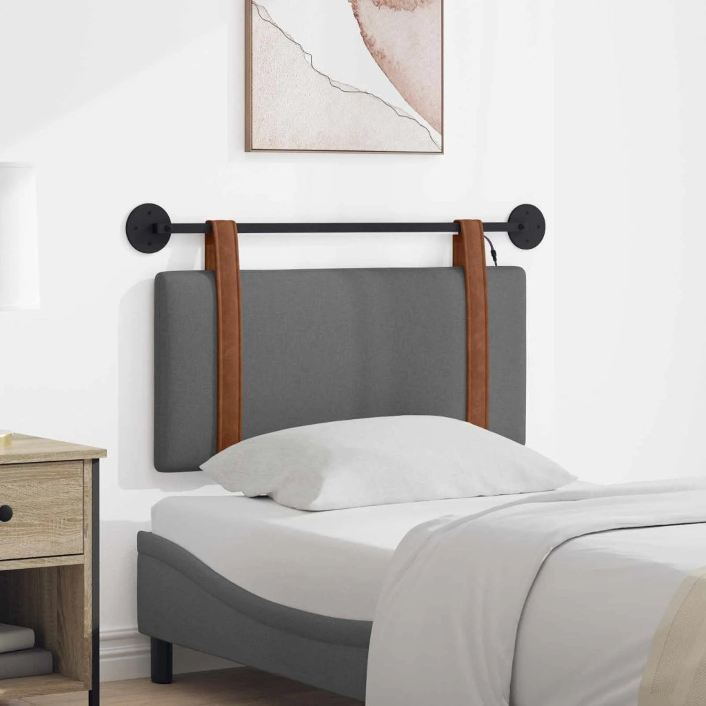 Testiera sospesa Con luce LED Grigio Scuro PU Antico