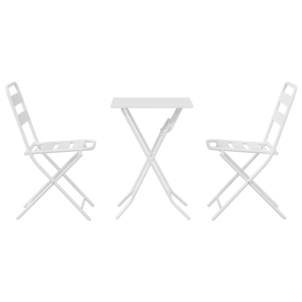 Set Bistro Pieghevole da 3 Pezzi Bianco in Acciaio