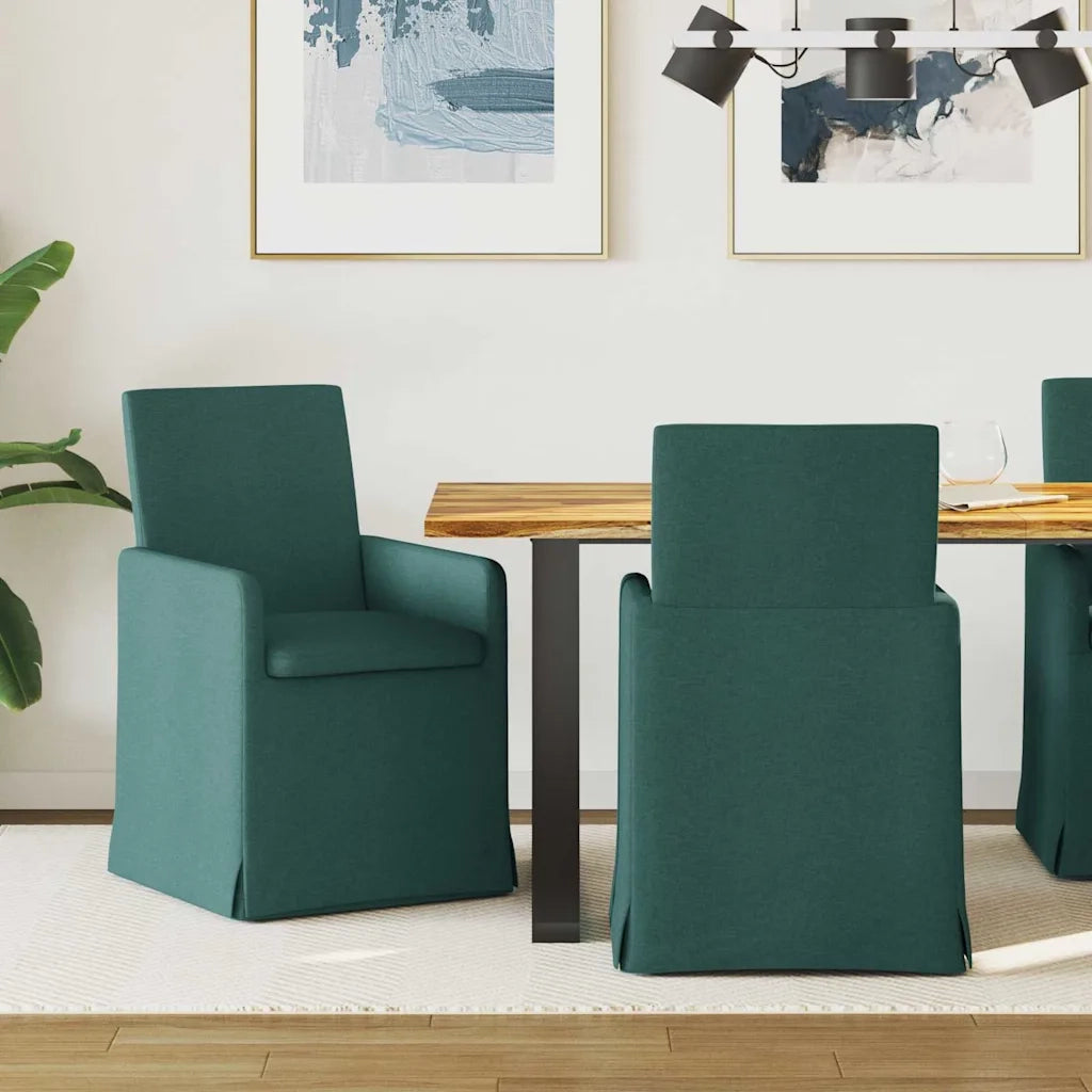 Sedie da pranzo 2 pz | Sedie da cucina Verde scuro 57 x 67 x 95 cm Tessuto