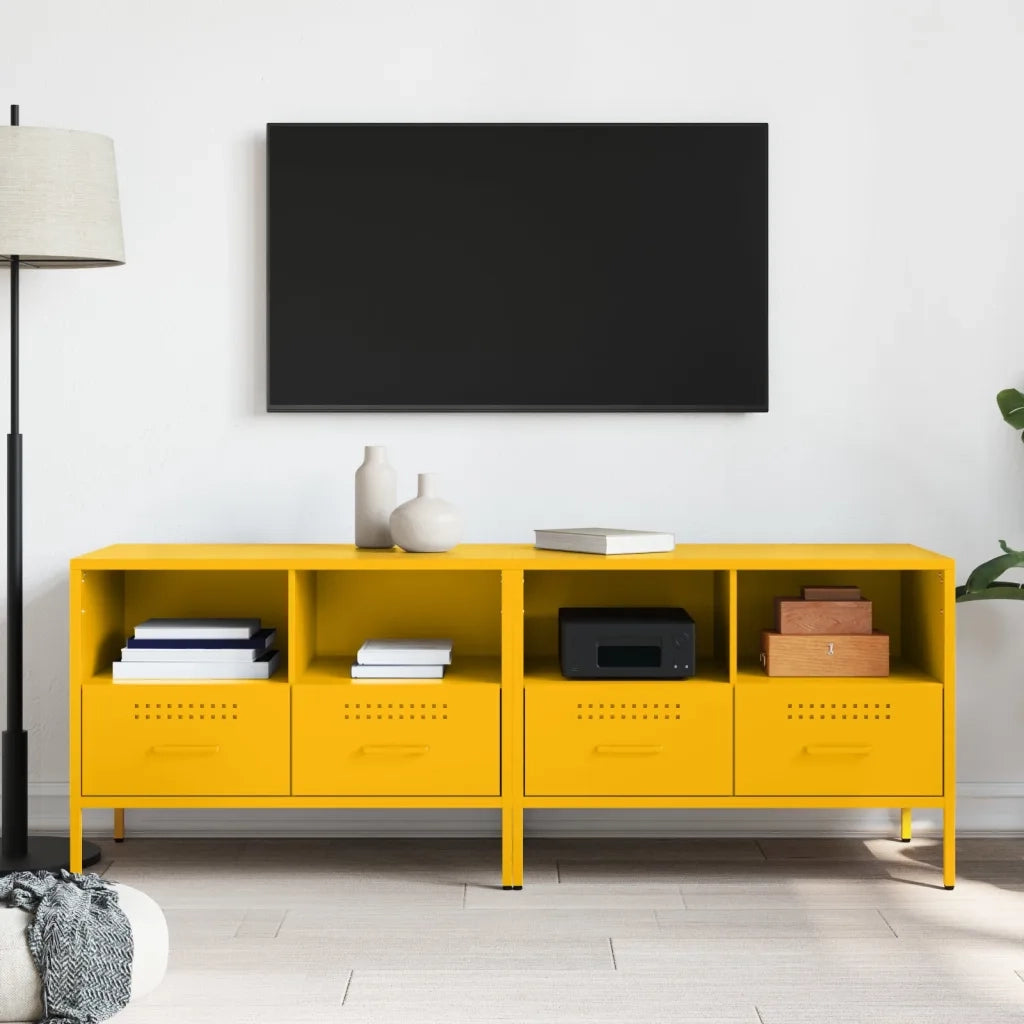 Mobili TV 2 pz Giallo Senape 68x39x50,5 cm in Acciaio