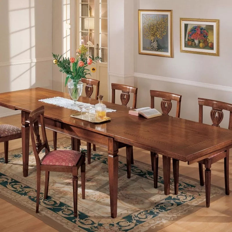Set tavolo classico legno greca bassano 180x90x78 con 6 sedie seduta legno - Mobili 2G