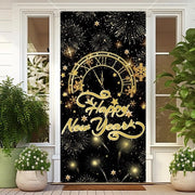 Decorazione di Tappeto di Festa con Tessuto - Banner da Appendere - Fondo per Foto - Decorazione di Festa - Facile da Installare - Decorazione per Feste - Nero e Oro