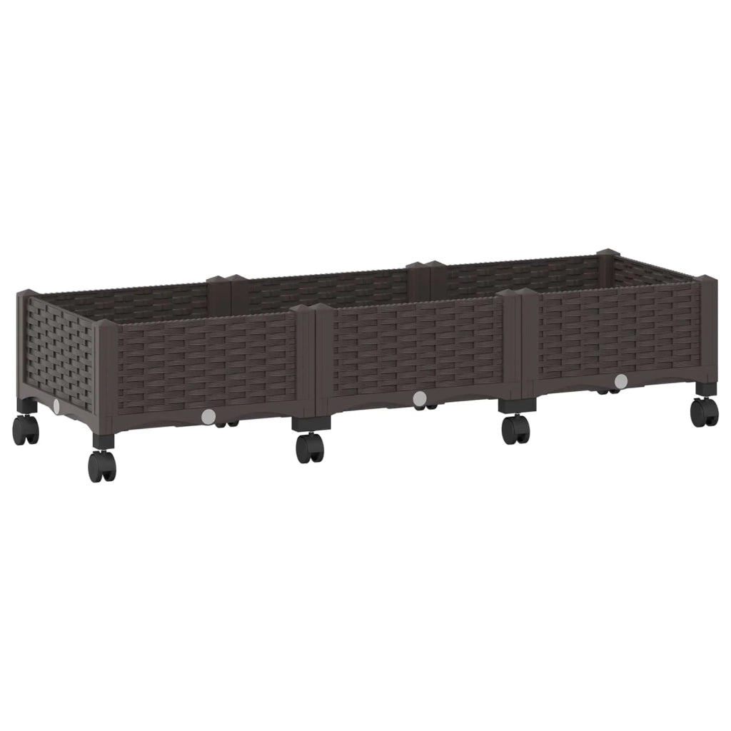 Vaso da Giardino con Ruote Marrone 120 x 40 x 33 cm PP 3423041