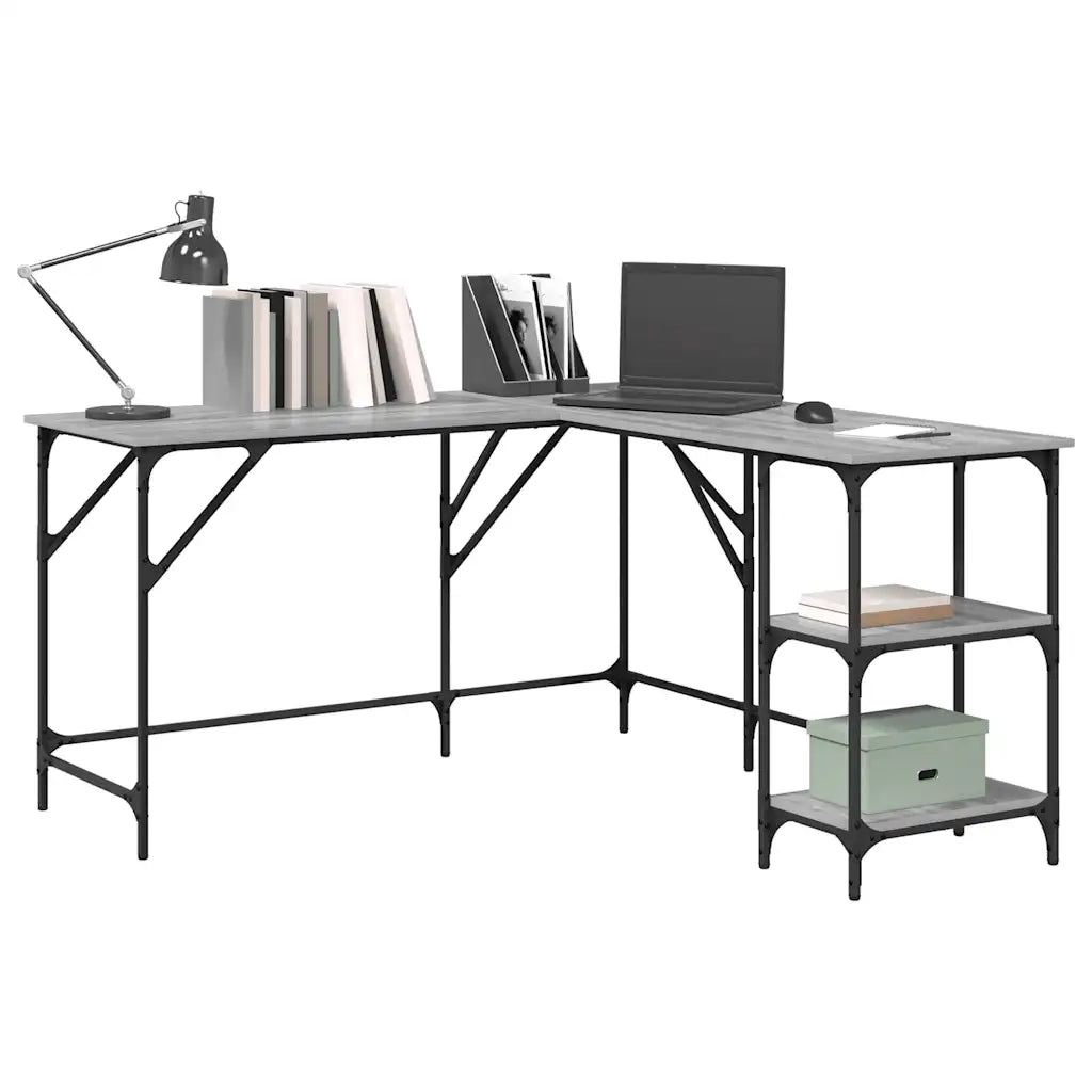 Scrivania Grigio Sonoma 139x139x75 cm in Legno Multistrato 837590