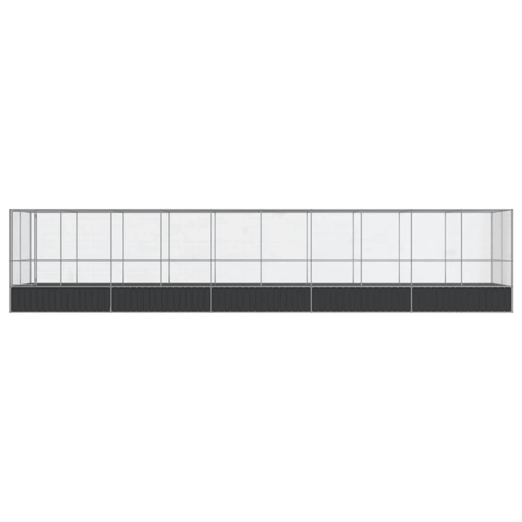 Voliera a gabbia con estensione in argento 1039 x 207 x 212 cm acciaio argento 02_0045643
