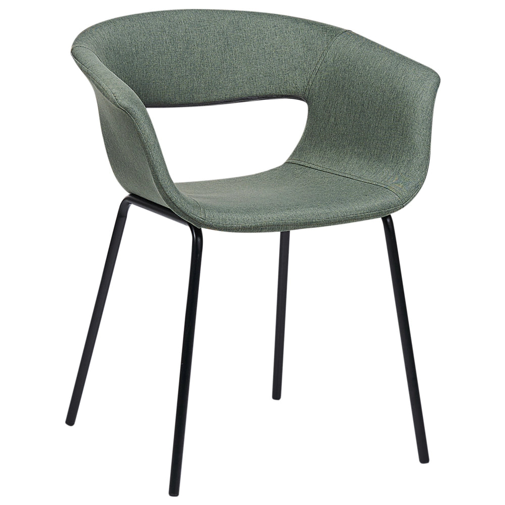 Set di 2 sedie da pranzo Sedute in poliestere verde scuro Gambe in metallo per sala da pranzo cucina