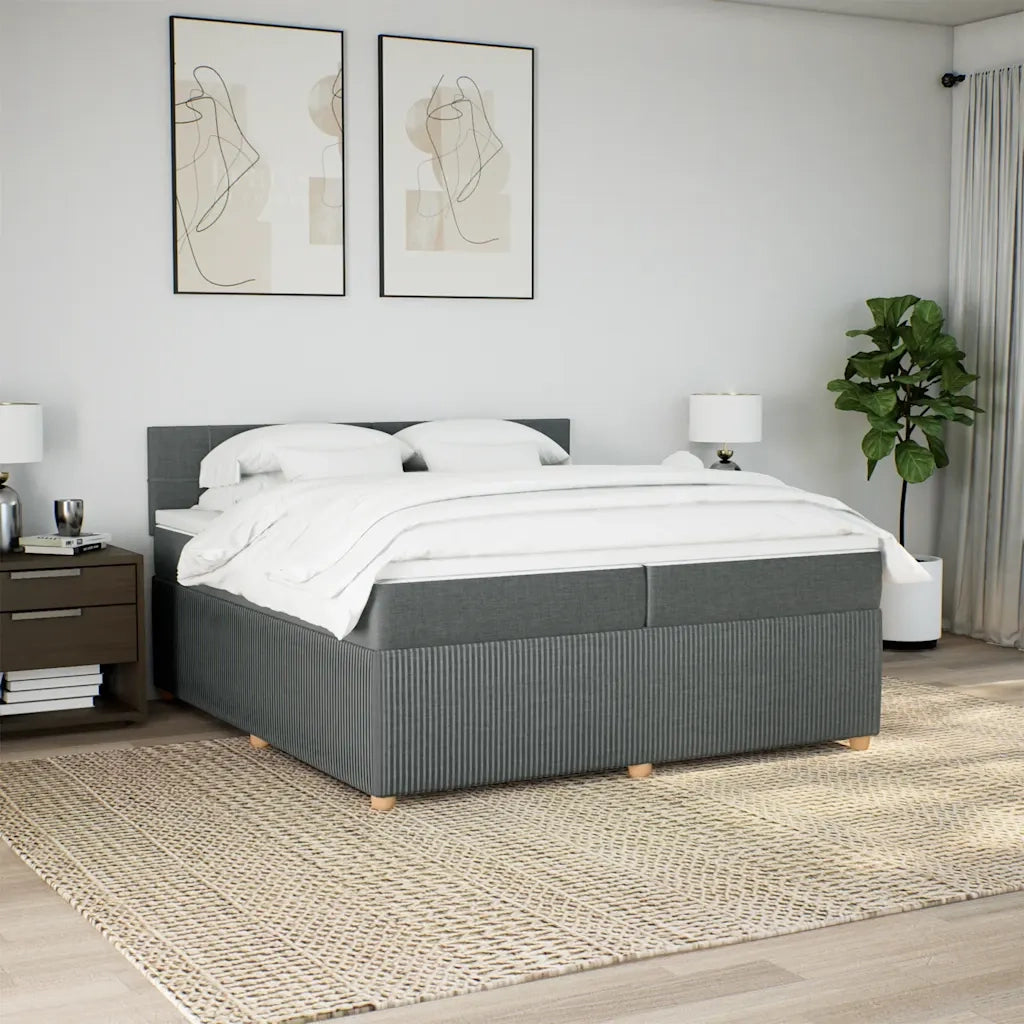 Giroletto a Molle con Materasso Grigio Scuro 200x200 cm Tessuto 3289864