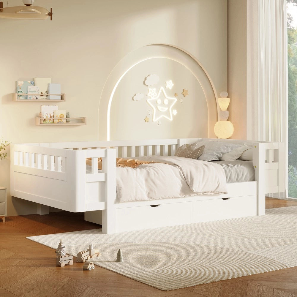 Letto Singolo con Cassetti ¨C Minimal ¨C Bianco 90x200 cm