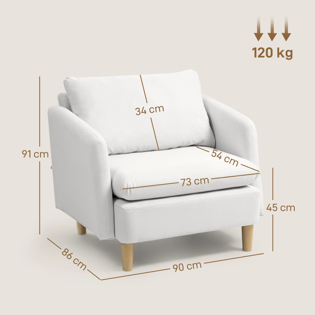 Poltrona Moderna Reclinabile in Tessuto Imbottita ¨C Zephmum ¨C Crema 90x86x91 cm