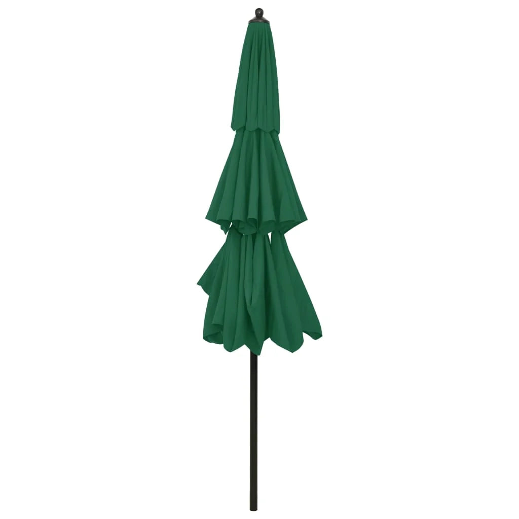 Ombrellone da giardino a 3 livelli con palo in alluminio da 3 m verde 02_0008782