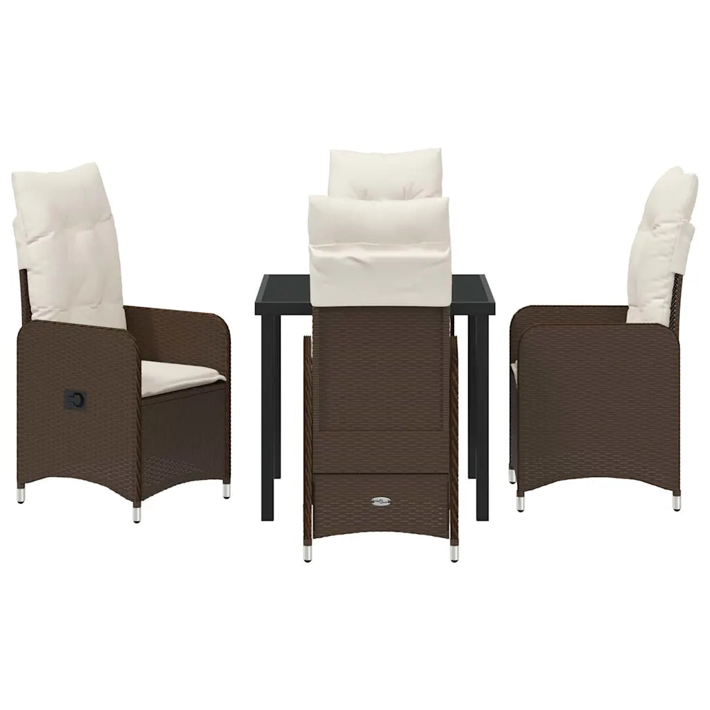 Set da Pranzo per Giardino con cuscino 5 pcs Marrone polyrattan 3379640