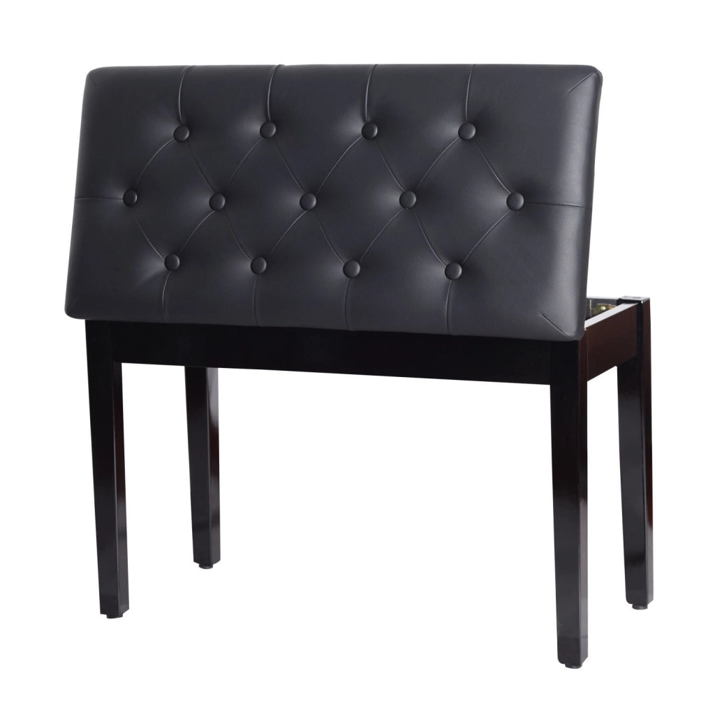 Sgabello da Pianoforte con Seduta in Similpelle e Contenitore ¨C Minimal ¨C Nero 76x36x50 cm
