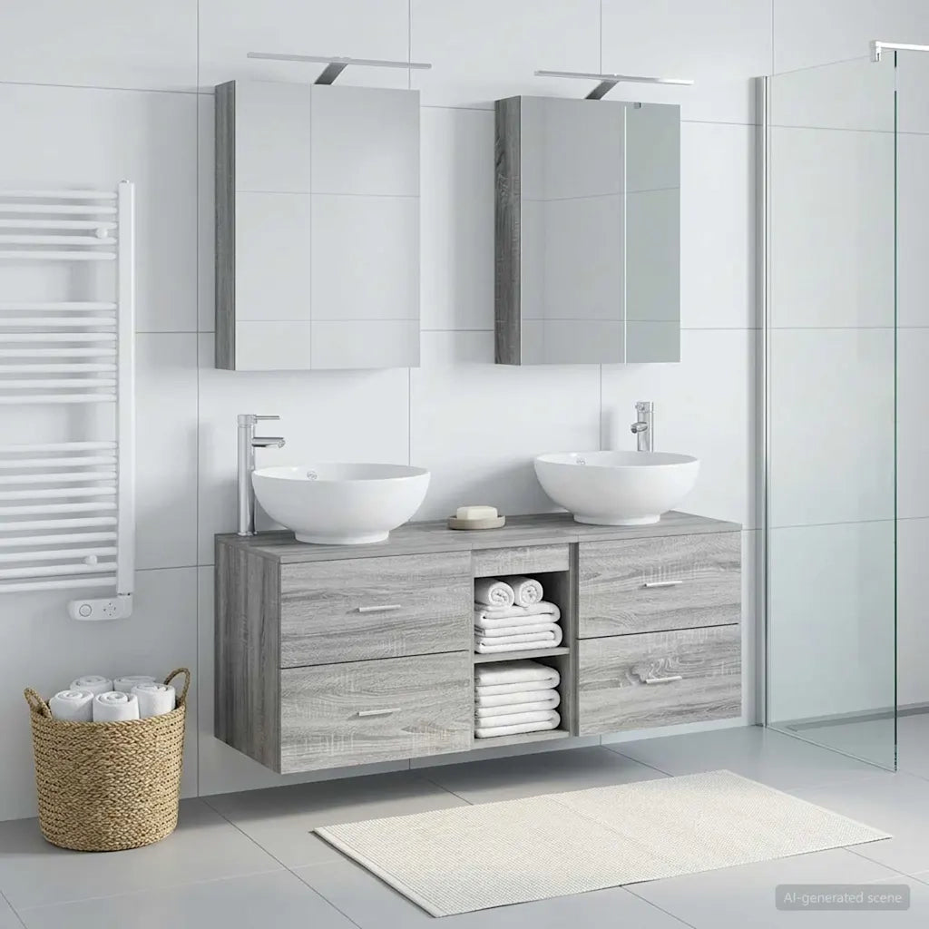 Set di mobili per il bagno 5 pcs Sonoma grigio 3406956