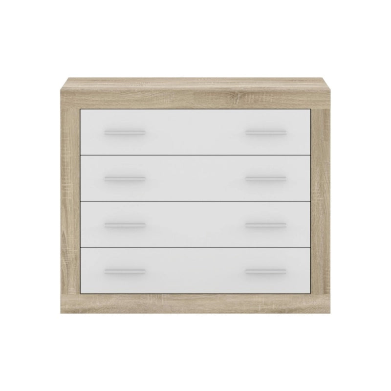 Cassettiera Sara 4 cassetti con struttura rovere e frontali bianco