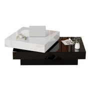 TAVOLINO DA CAFFÈ Girevole 103x60x35.5 cm Bianco Nero in Truciolare