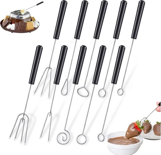 Set di 10 forchette da cioccolato in acciaio inossidabile per decorare cioccolato, forchette da cioccolato per decorare, set di forchette da cioccolato, DIY per creare cioccolato artigianale, forchetta da imbevimento per cioccolato con frutta
