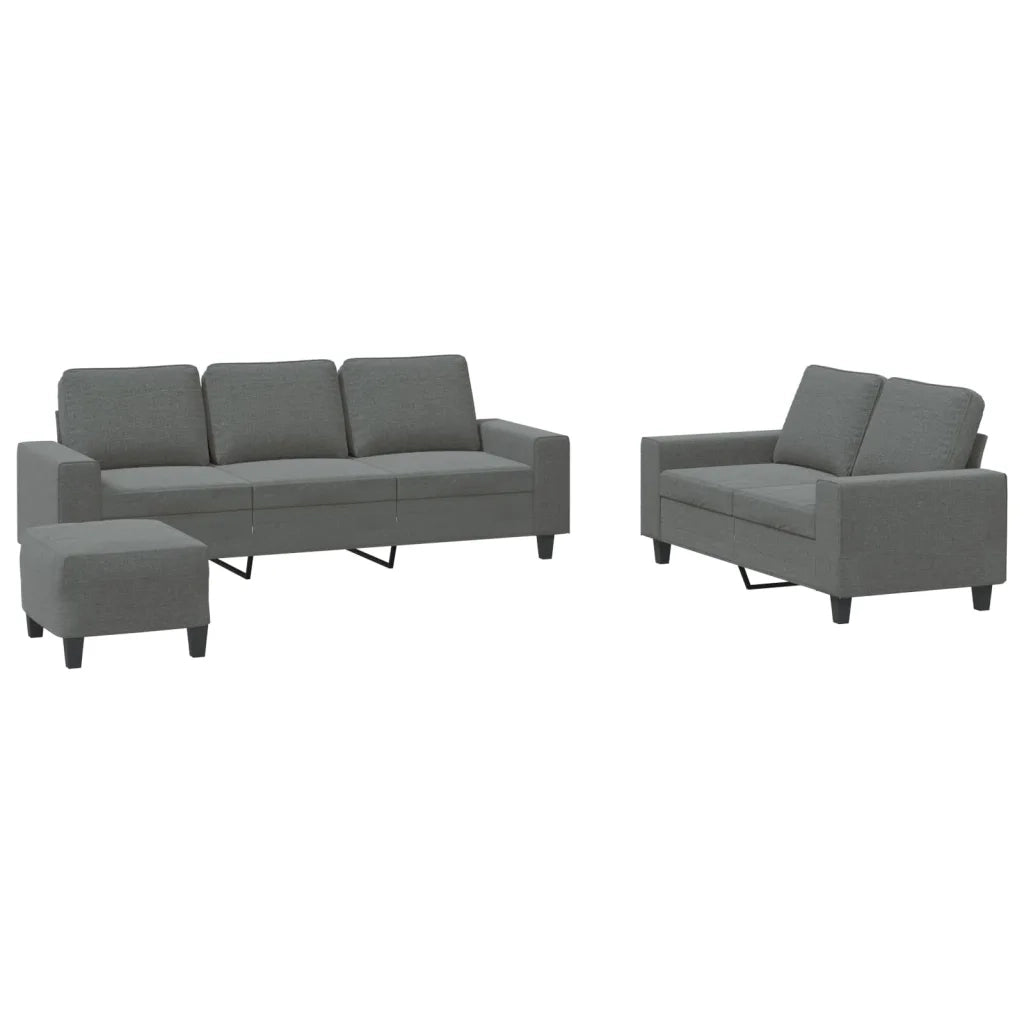 Set di Divani 3 pz Grigio Scuro in Tessuto 3201907