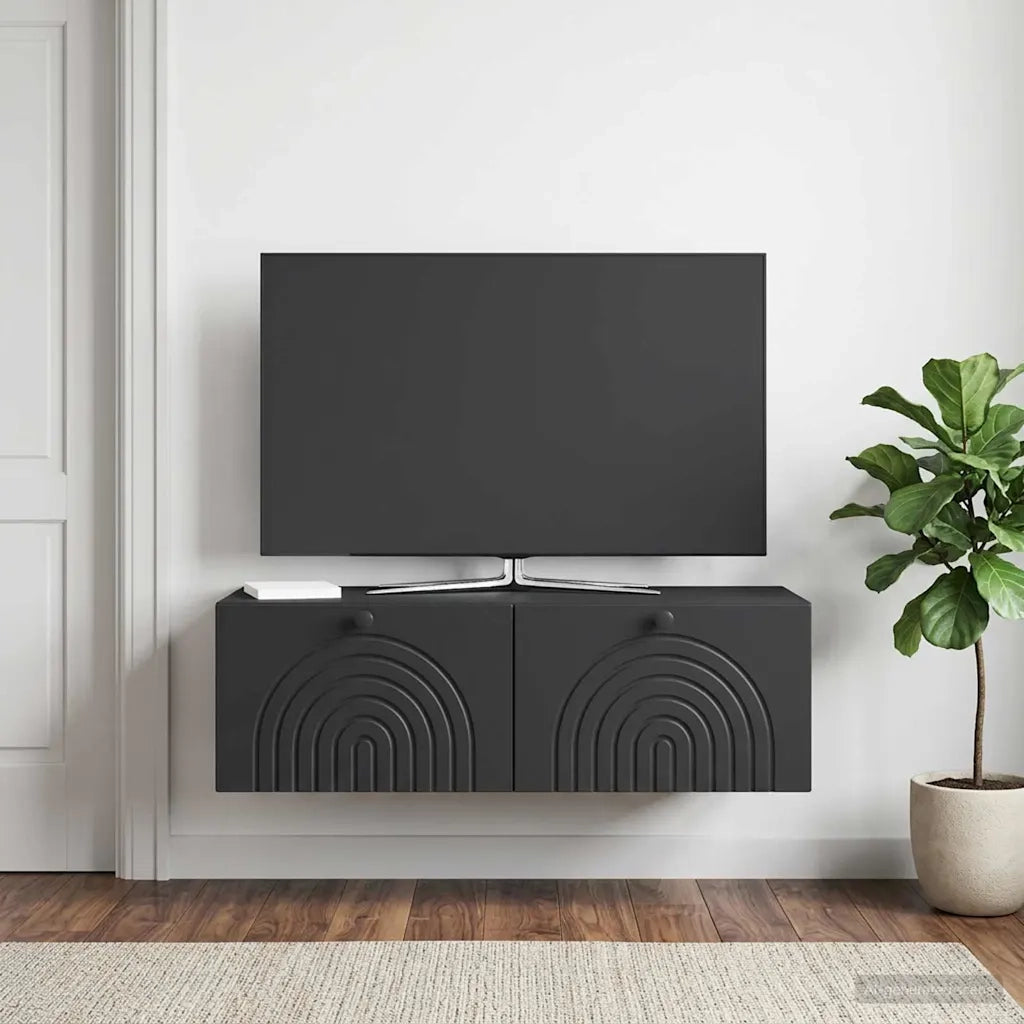 Mobile Porta TV da Muro Montaggio a parete Nero 99 x 41 x 30 cm 898186