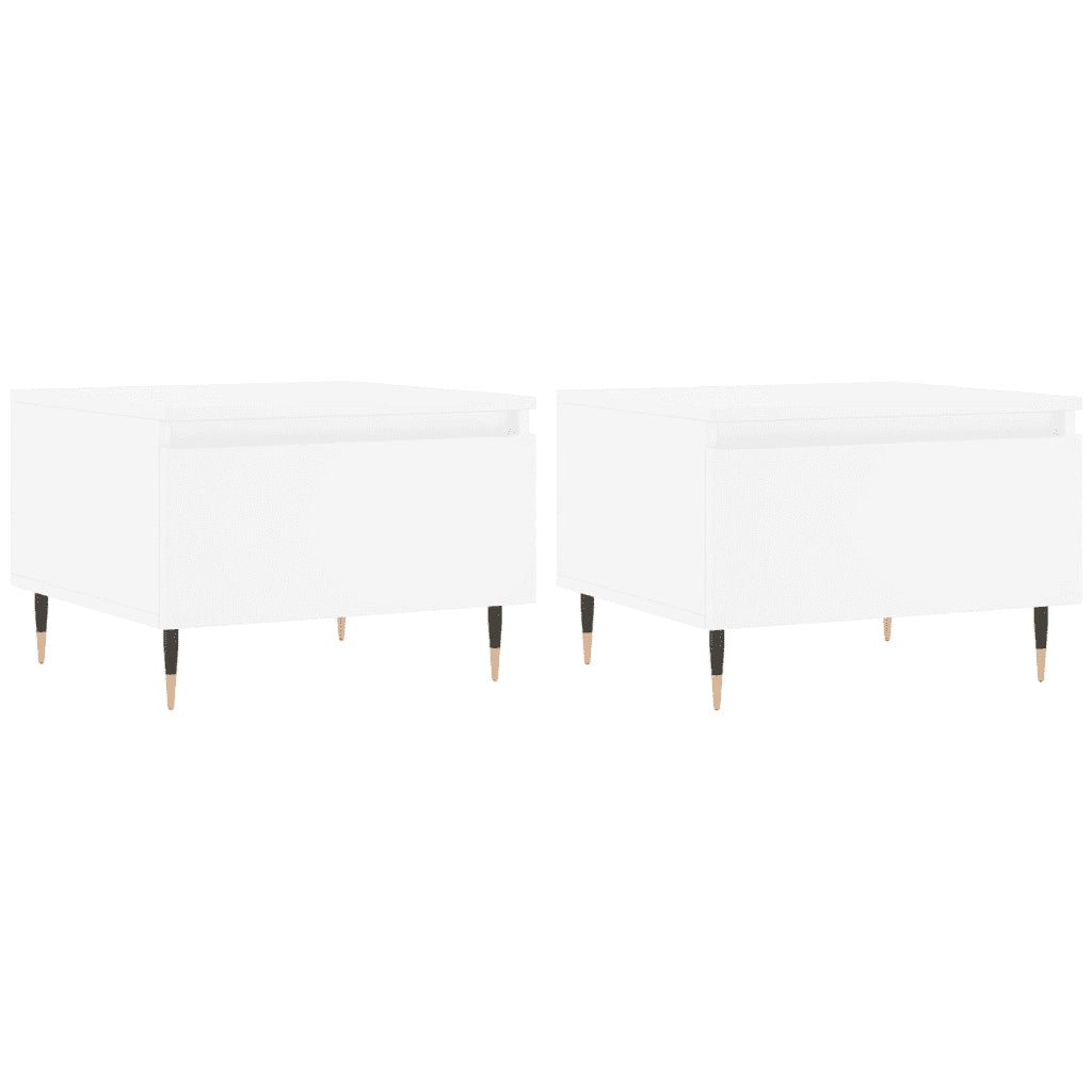 Tavolini da Salotto 2pz Bianchi 50x46x35cm in Legno Multistrato 830845