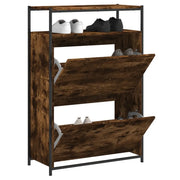 Scarpiera-Scaffale per scarpe Rovere Fumo 75x34x112 cm in Legno Multistrato