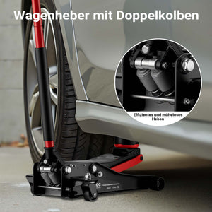 Martinetto idraulico 3 t 85-500mm Cric sollevatore a carrello con doppio pistone