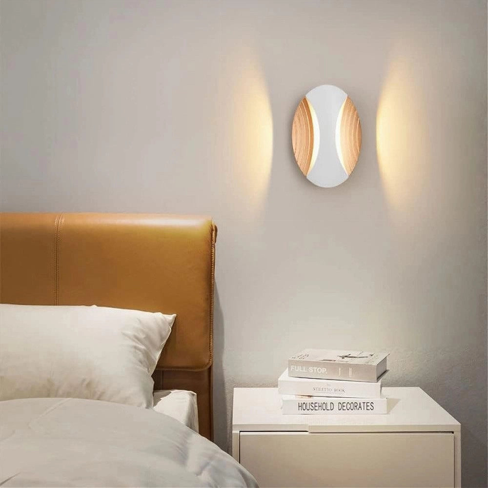 Trade Shop - Applique A Muro Doppia Emissione 6w A Led Lampada Ovale 3 Modalità Luce Aq15-b3c -