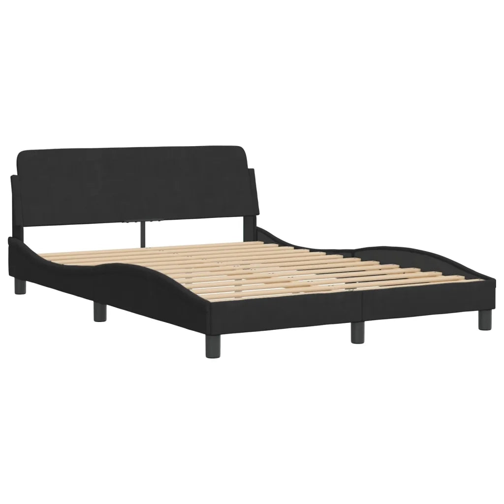 Giroletto con LED senza Materasso-Struttura Letto Hanko Nero 140x200 cm in Velluto