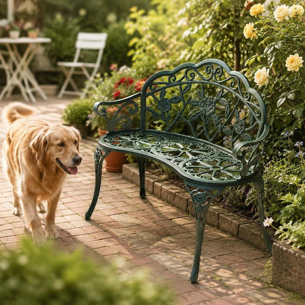 Garden Bench 100 Cm Cast Aluminum Green