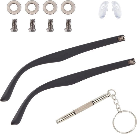 Set di riparazione per occhiali con viti e accessori - nero - inclusi chiavi a cric - per occhiali e occhiali da sole