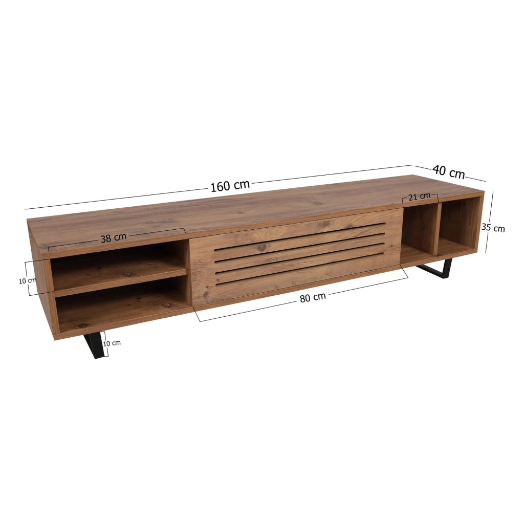 Sovico, Mobile Porta tv un Ripiano, 160x40x35h cm Marrone Rovere