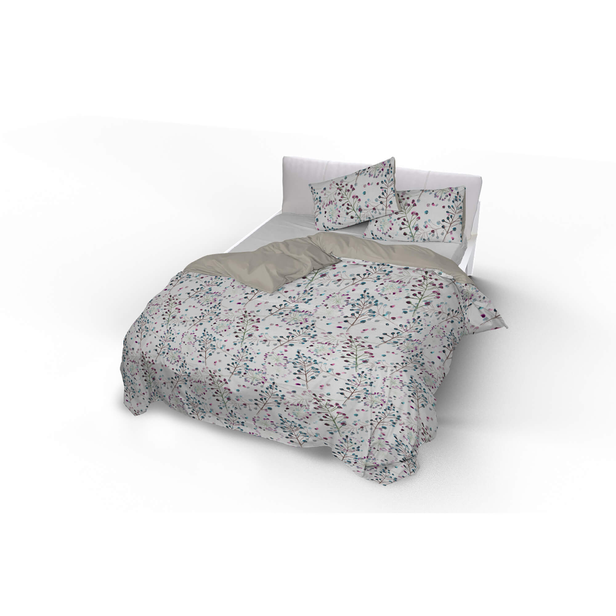 Copripiumino Matrimoniale Double Face con Federe Stampato Flor