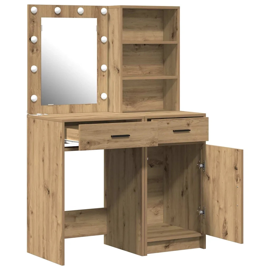 Set da tavolo da trucco con LED 2 pcs Rovere artigianale 3334280